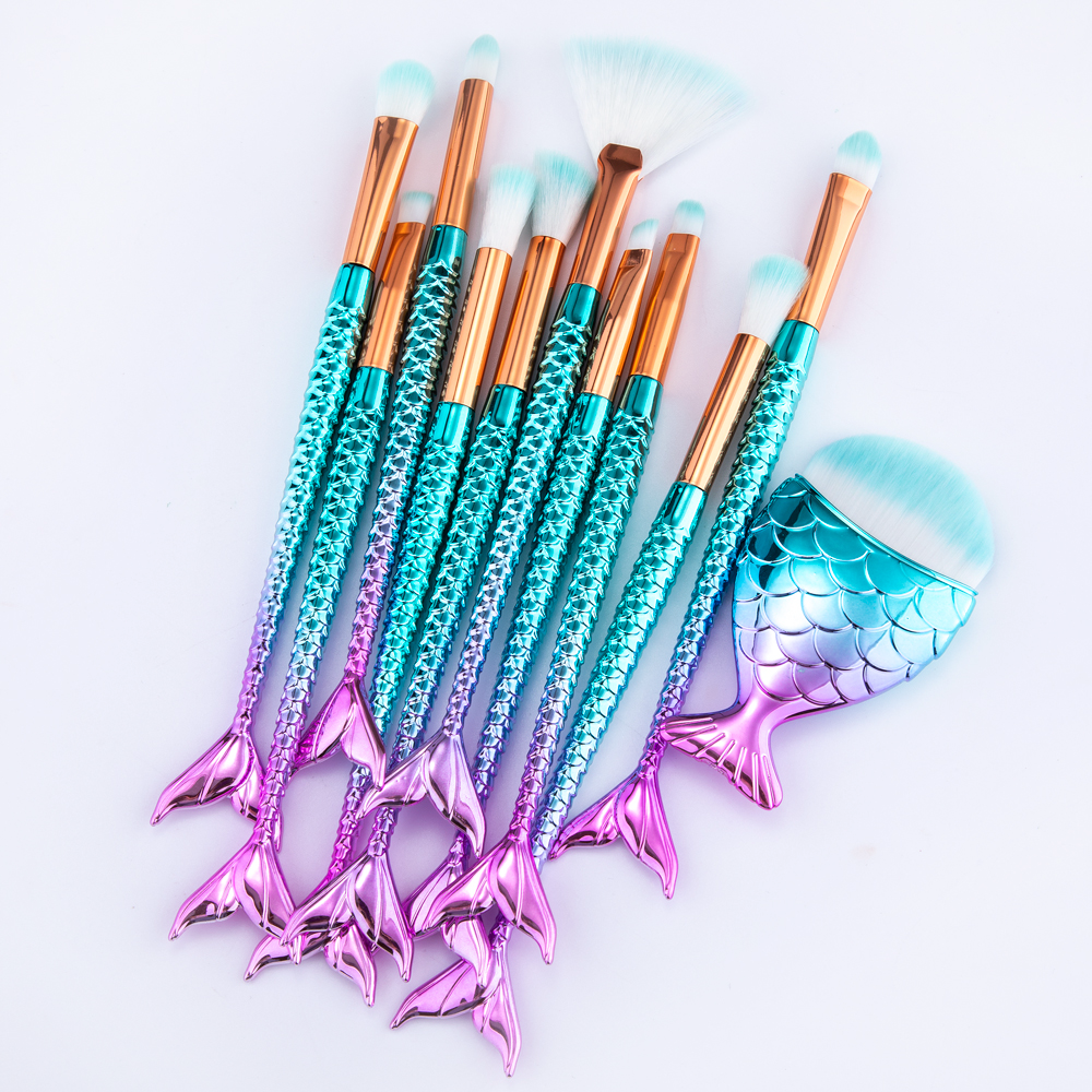 Mermaid Magic – 11pcs Makeup Brush Set for Face, Eyes & Brows
