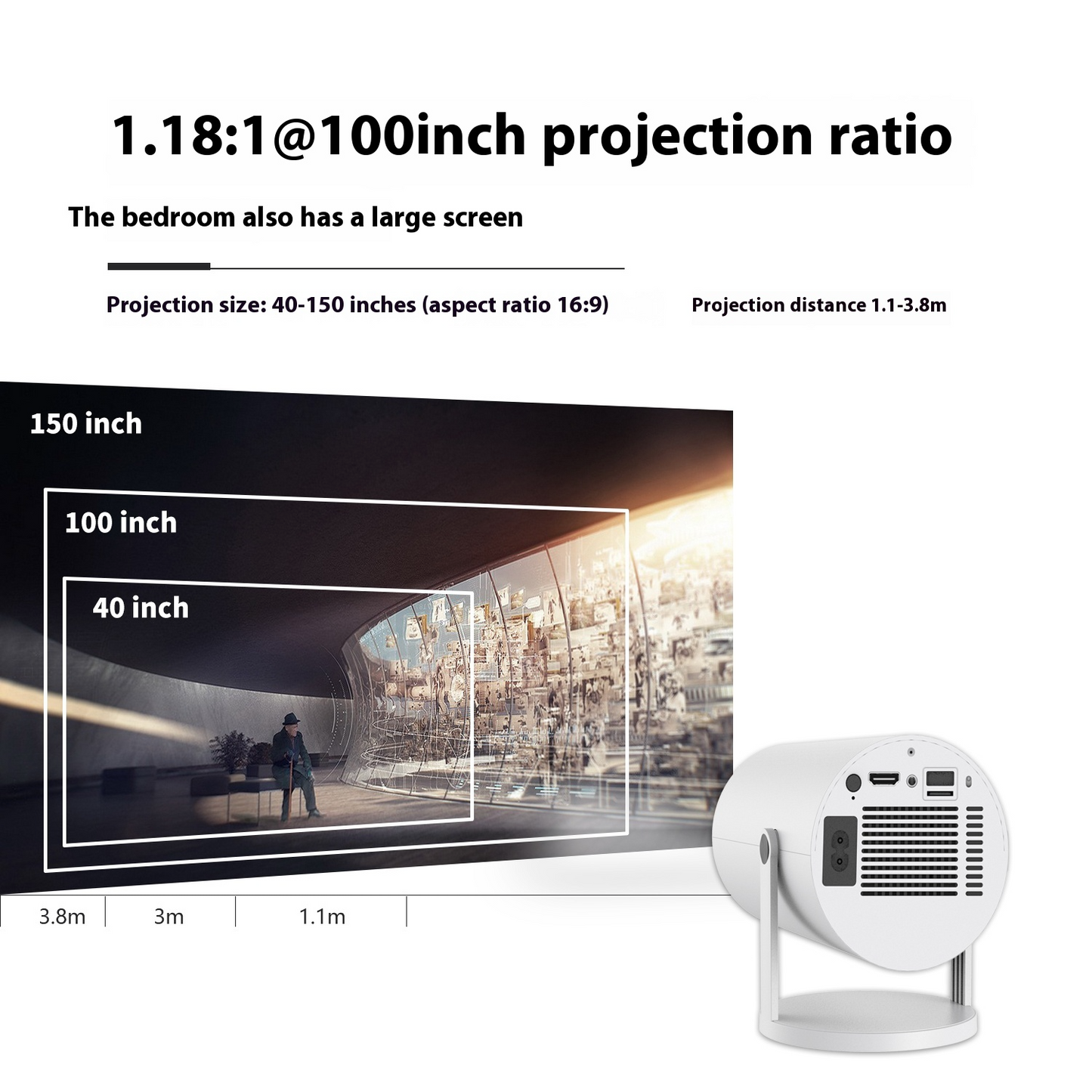 Mini Home Projector – Portable 180° Projector with Auto Focus for Movies & More